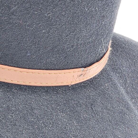 Vintage Wool Black Tan Belt Buckle Cloche Brim Hat - Picture 7 of 8